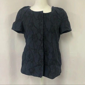 Charlotte Brody Cabana Short Sleeve Button Up Shirt Jacket Small Navy